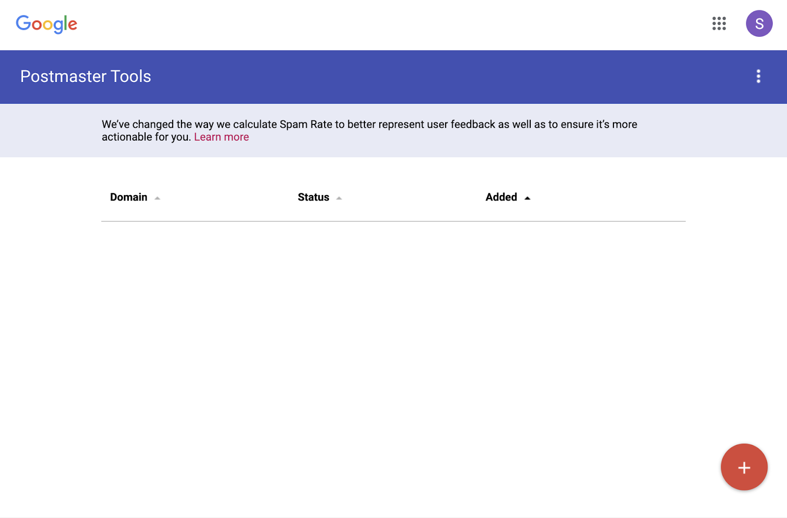 Google Postmaster Tools welcome screen with Get Started button